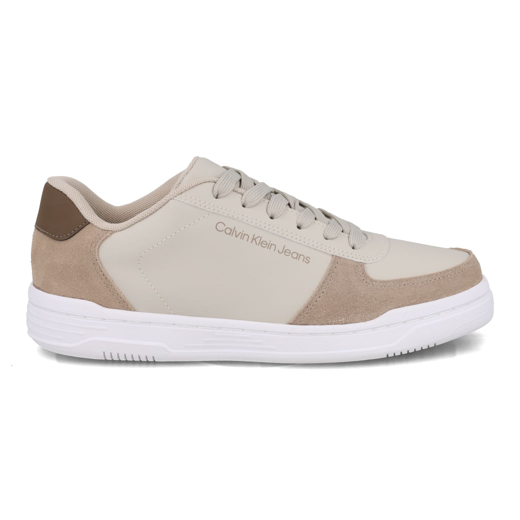 Sapato casual masculino Calvin Klein em couro bege, vista lateral esquerda